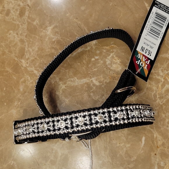 Top Paw jet black 16" dog collar - small dog/large cat - Picture 6 of 12